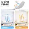 Modern Ceiling Fan With 22W Led Light, 3 ABS Fan Blades Dc Motor Ceiling Fan For Indoor - White - Image 6