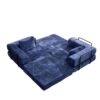 Convertible Floor Sofa Bed With Fixed Shape Frame, Loveseats Boneless Modular Sectional, For Living Room - Dark Blue - Image 20
