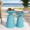 Serenita - Outdoor Iron Side Tables With Flared Design, (Set of 2) - Teal - Image 2