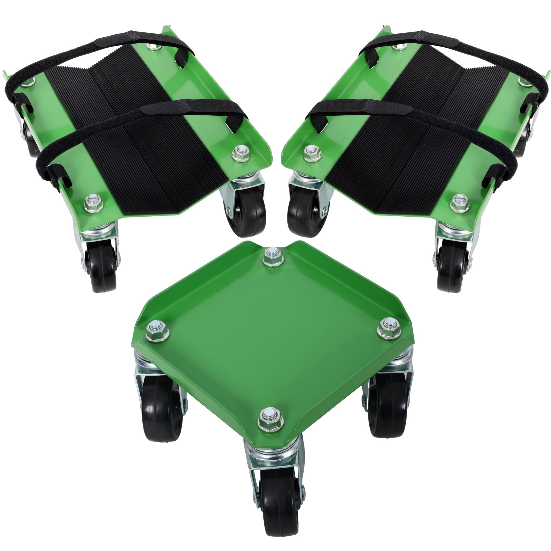 Heavy Duty Snowmobile Dolly V Slide With 2.5" Swivel Casters And Rubber Pad For Skis - Green - Image 2