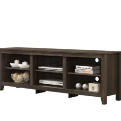 Benito - Wide TV Stand With Open Shelves And Cable Management - Dark Dusty Brown