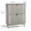 Shoe Cabinet With 2 Flip Drawers, Fluted Shoe Storage Cabinet For Entryway, Free Standing Shoe Storage Organizer With Wave Doors For Heels, Boots, Slippers In Hallway, Living Room - Gray - Image 3