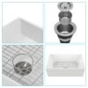 Sink 30" Apron Front Reversible Single Bowl Kitchen Sink With Grid, Strainer - White - Image 9
