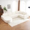 Oversized Modular Sofa Cloud Sectional Sofa Set Upholstered Couches U - Shaped Sofa With Deep Seat For Living Room - Beige - Image 2