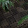 Acacia Wood Interlocking Deck Tiles Checker Pattern Square Acacia Hardwood For Outdoor Use , 30 Pieces - Dark Brown - Image 2