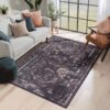 Maval - 3' X 5' Washable Area Rug - Black / Burgundy - Image 2