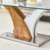 Modern Rectangular Coffee Table With Tempered Glass Top And Artistic Legs - White / Wood - Image 15