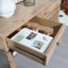 Rustic Wood Console Table With 3 Drawers Entryway Table For Hallway, Foyer, Or Office - Natural / Natural & Light Brown / Natural Wood / Natural Wood Wash / Natural / Rustic - Image 9