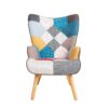 Accent Chair With Ottoman, Living Room Chair And Ottoman Set, Comfy Side Armchair For Bedroom, Creative Splicing Cloth Surface - Colorful - Image 5
