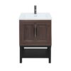 Modern Freestanding Bathroom Vanity With Ceramic Sink, Hot And Cold Faucet, 2 Door Cabinet & Open Iron Shelf, Magnesium Oxide And Iron Frame - Walnut - Image 8