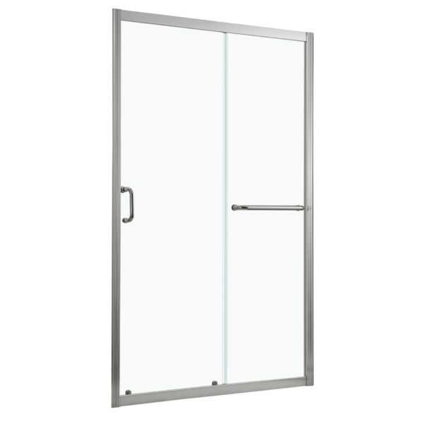 Elegant Single Sliding Bypass Shower Enclosure, Tempered Glass - Brushed Nickel