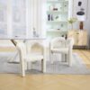 Contemporary Designed Velvet Fabric Upholstered Accent / Dining Chair Teddy Armchair (Set of 2) - Beige - Image 4