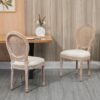 Homcom - French Style Upholstered Dining Chair Set, Armless Accent Side Chairs With Rattan Backrest And Linen-Touch Upholstery (Set of 2) - Cream White - Image 9