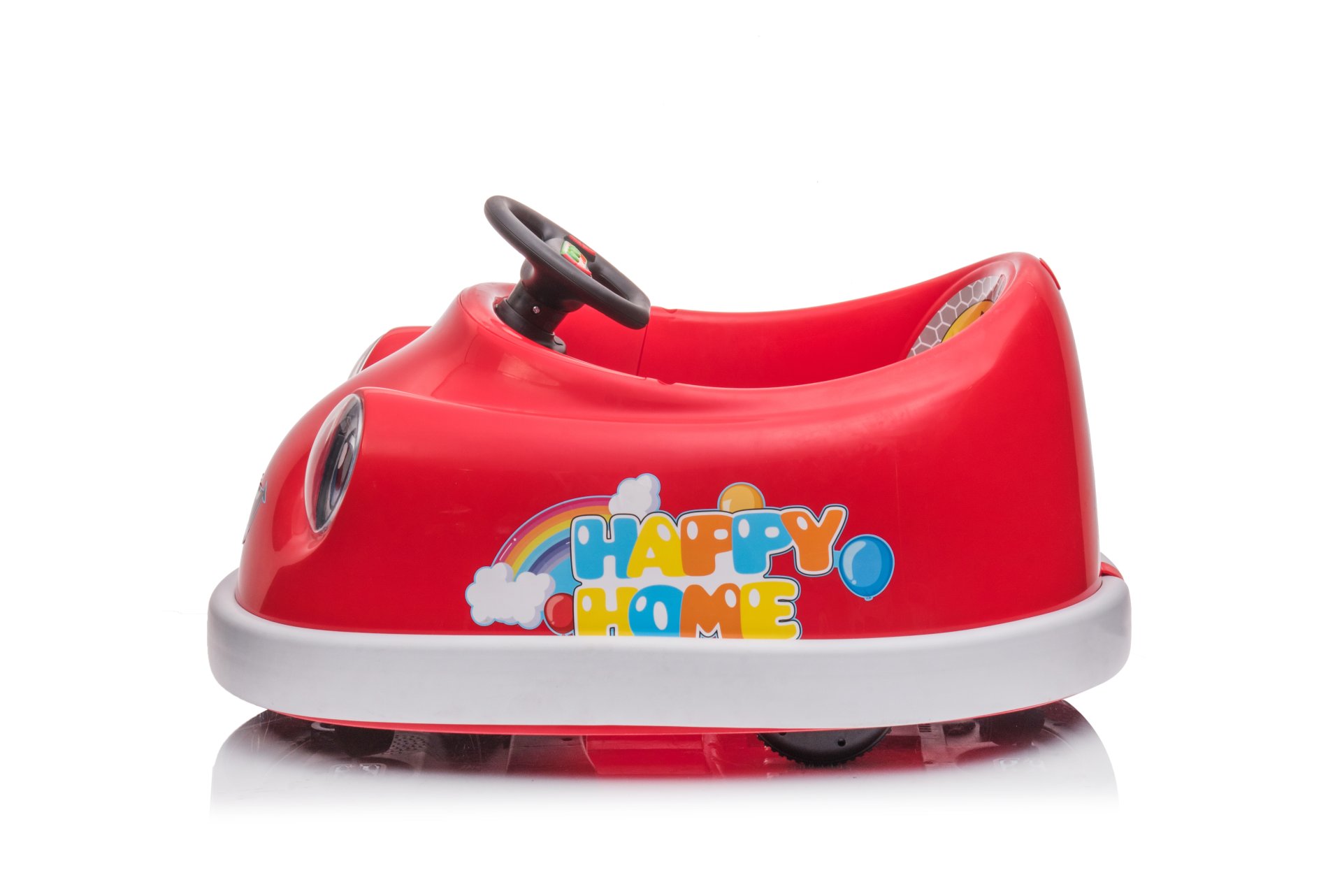 Bumper Car For Kids, 12V Dual Drive 1-6 Years Old Children's Electric Car With Pushrod Dinner Plate USB Bt Music Rocking Horse Mode Anti-Collision Bumper Ride On Car - Red - Image 3
