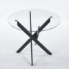 Dining Table With Cross Metal Leg And Tempered Glass, Modern Space Saving Kitchen Table For Living Room - Black - Image 4