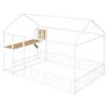 Full Size Bed House Frame With Desk, Shelves, Power Outlets And USB Ports - White - Image 12