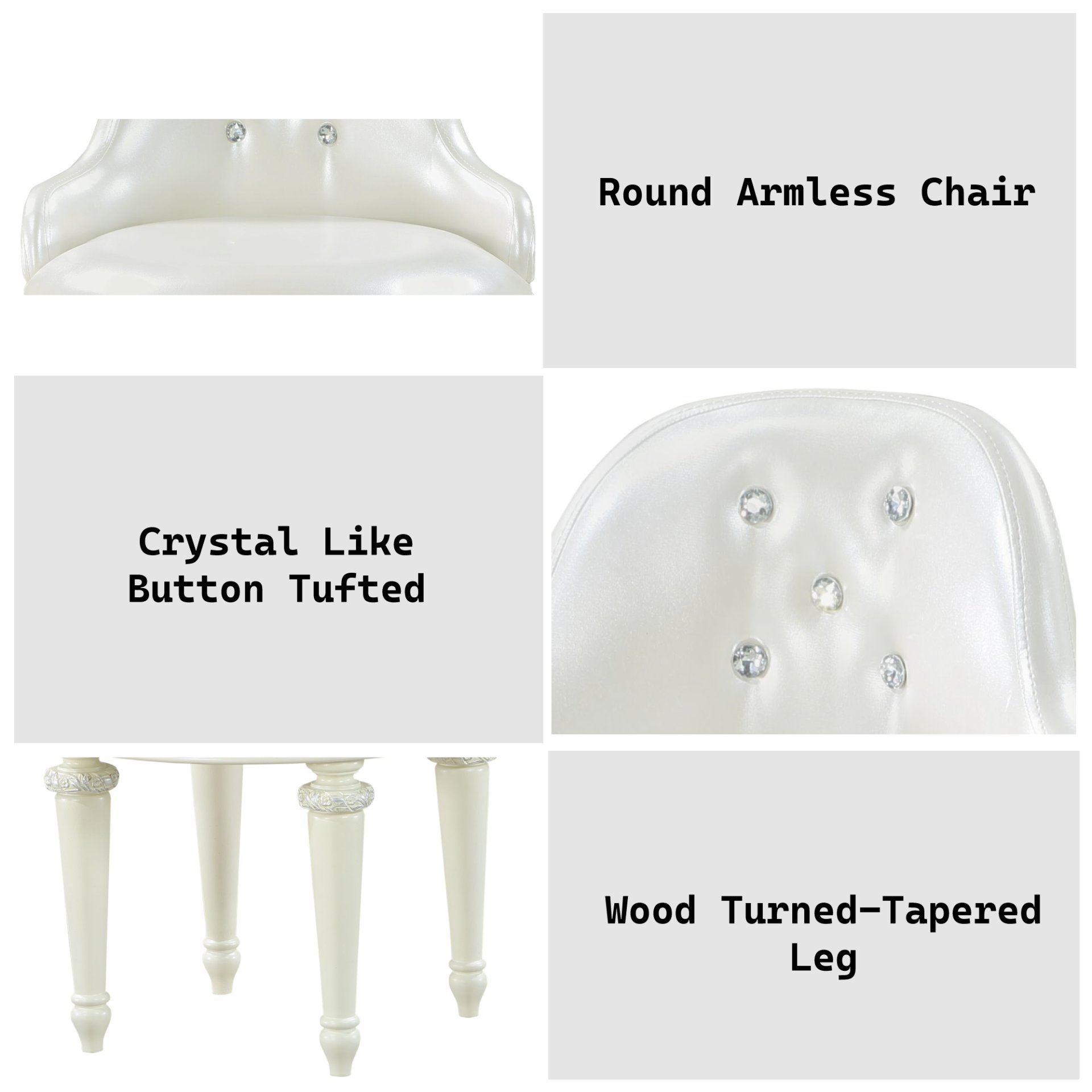 Dorothy - Vanity Chair With Swivel Chair Only - Ivory - Image 4