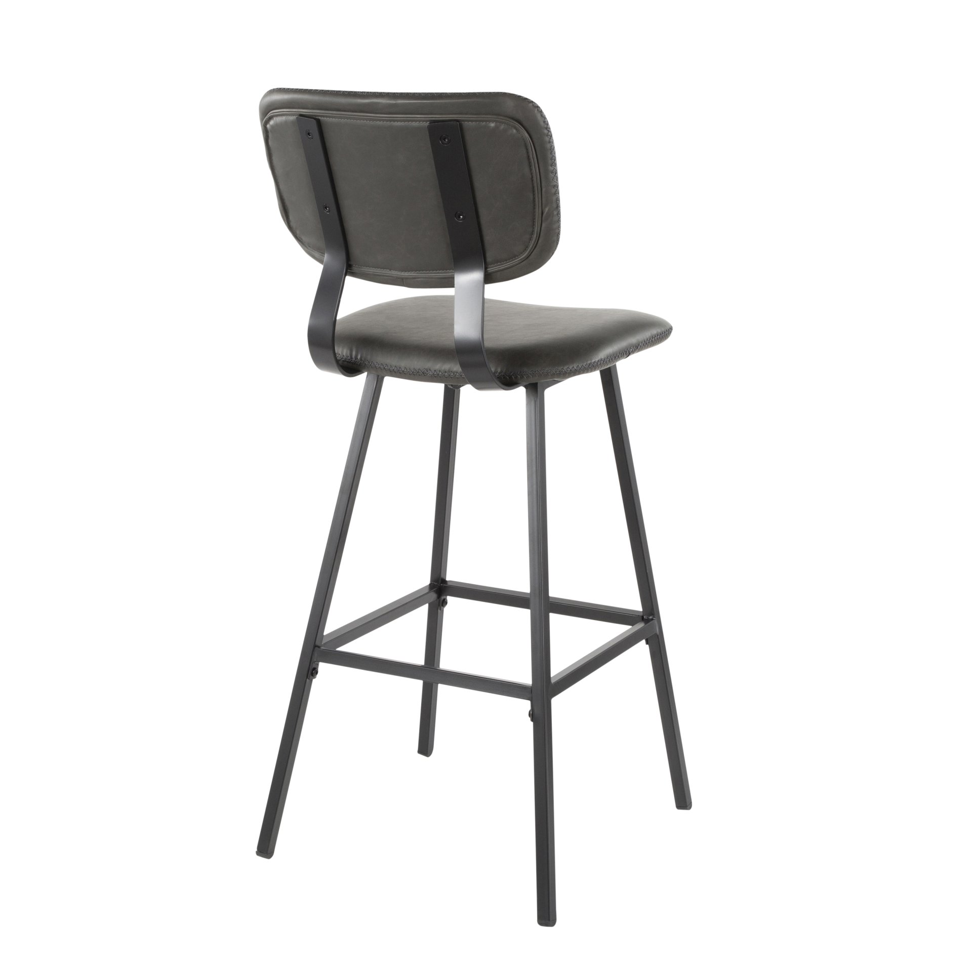 Foundry - Contemporary Barstool Zig Zag Stitching (Set of 2) - Black / Gray - Image 4