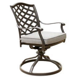 Outdoor Patio Aluminum Swivel Rocker Dining Chair With Cushion (Set of 2) - Cast Slate