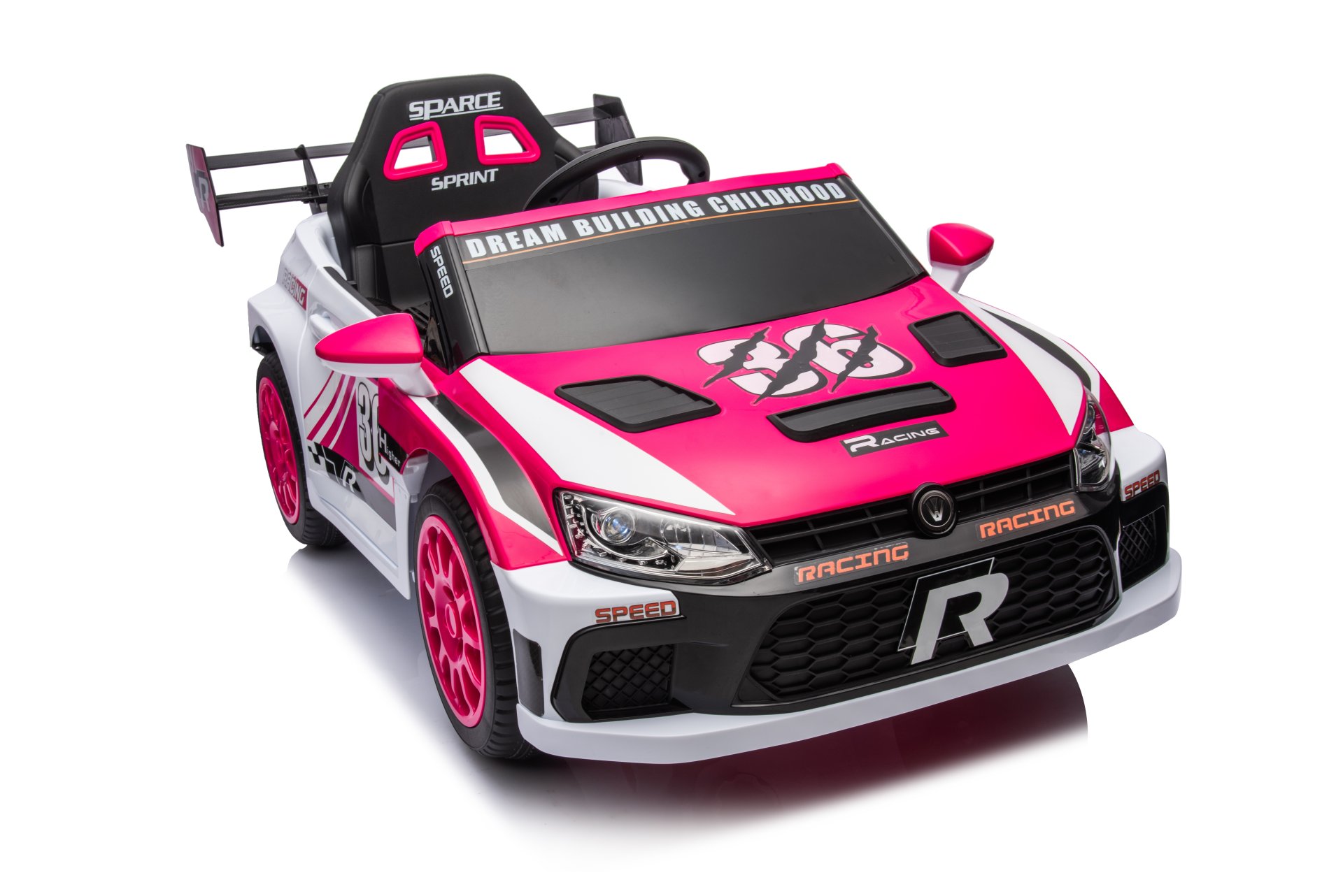 12V4A 20W*2 One Button Start, Forward And Backward, High And Low Speed, Music, Front Light, Power Display, Two Doors Can Open, 2.4G R / C, Seat Belt Four Wheel Absorber Kids Ride On Car - Pink - Image 3