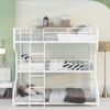 Full Long Over Twin Long Over Queen Size Triple Bunk Bed With Long And Short Ladder - White - Image 5