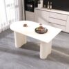 Modern Cream Style Dining Table With Round Wave Legs, 4 - 8 Person - Cream White - Image 2