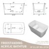 49'' Acrylic Freestanding Soaking Bathtub, Square-Shape Japanese Soaking Hot Tub, Sit-In Design With Chrome Overflow And Drain For Express Delivery 23Amazing-49 (W1920P179228) - Glossy White - Image 6