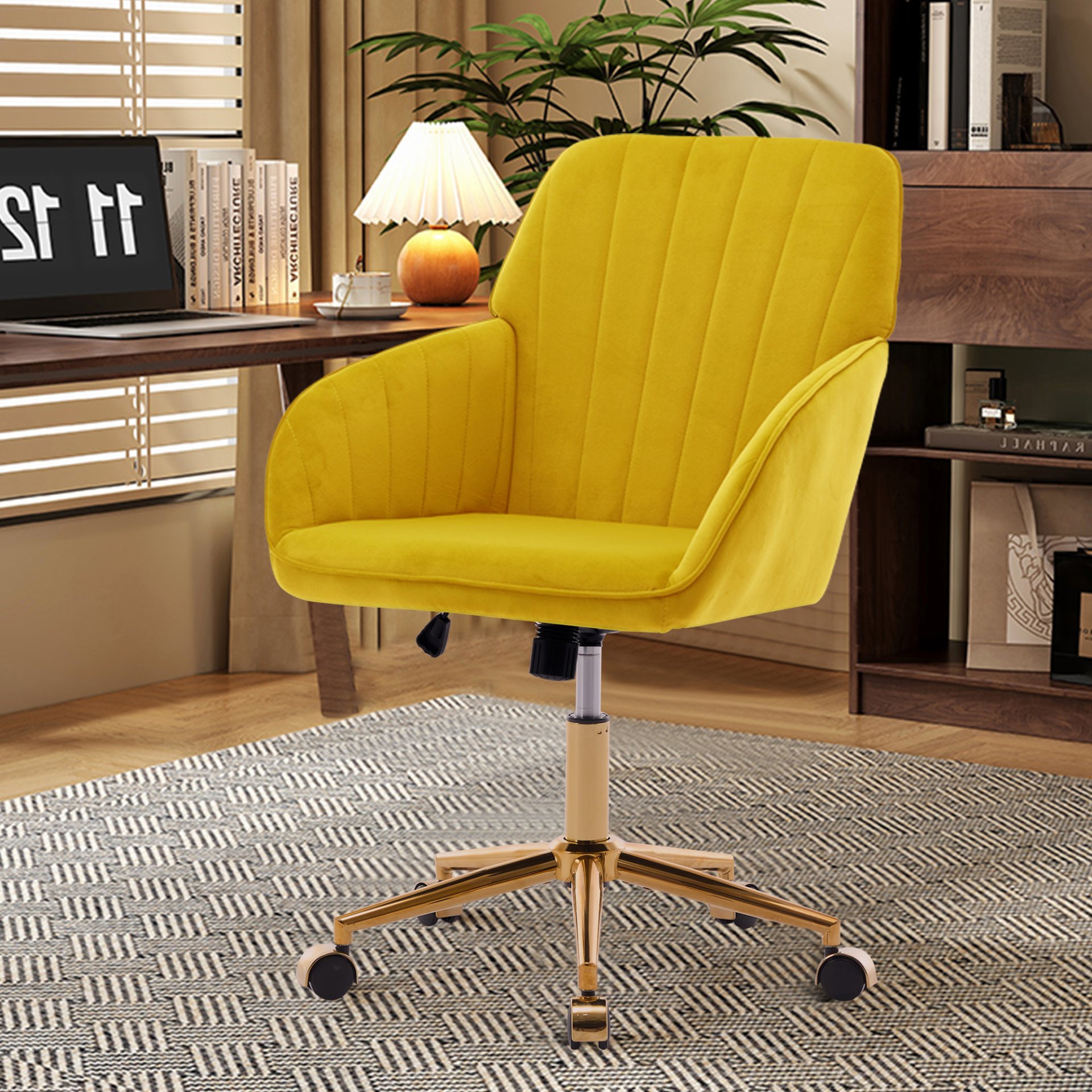 Swivel Office Chair - Bright Yellow / Gold - Image 5
