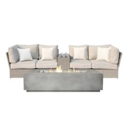 Patio Seating Group With Cushions And Fire Pit Outdoor - Gray Mix
