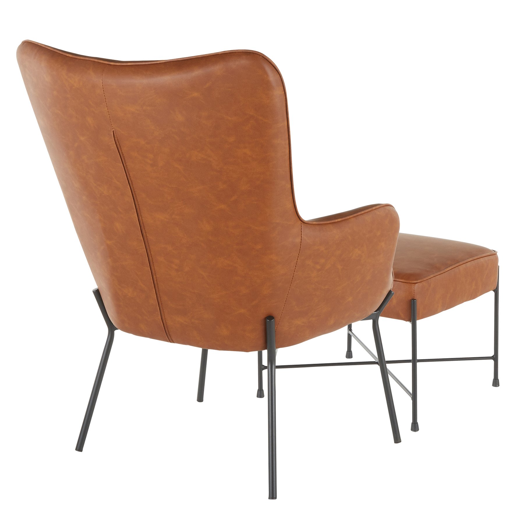 Izzy - Industrial Lounge Chair / Ottoman Set - Black / Camel - Image 3