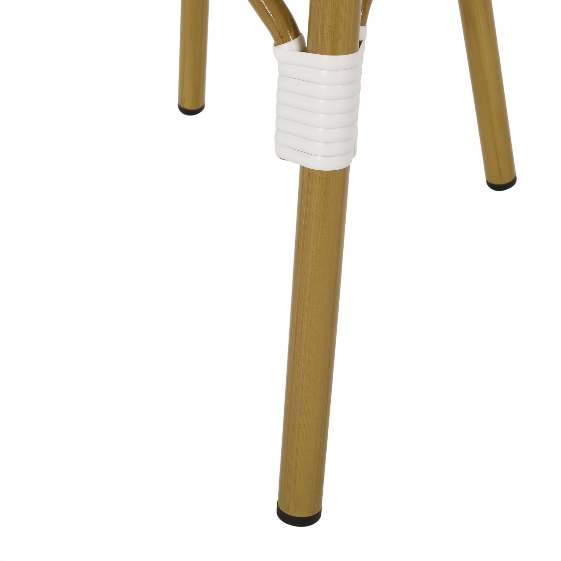 Elegant French Bistro Chair Set With Durable Aluminum Frame And Polyethylene Rattan - White / Navy - Image 13