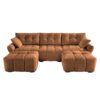 Elegant Textured 3 Seater Sofa Set With Ottoman And Throw Pillows Frame - Burnt Orange - Image 16