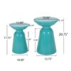 Serenita - Outdoor Iron Side Tables With Flared Design, (Set of 2) - Teal - Image 3