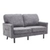 Mid Century Modern Loveseat Sofa, 2 Seater With USB & Removable Pillow Cover - Gray - Image 12