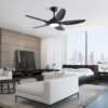 Indoor Ceiling Fan With 5 ABS Blades Remote Control Reversible Dc Motor For Living Room - Black - Image 7