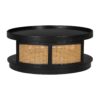 Wooden Mid-Century Modern Coffee Table, Round Cane Coffee Table With Side For Living Room - Dark Brown - Image 12