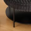 Upholstered Round Ottoman Coffee Table Foot Rest With Metal Legs And Wooden Open Storage Shelf - Charcoal - Image 11