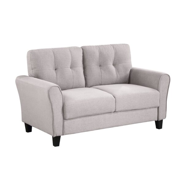 Modern Living Room Loveseat Linen Upholstered Couch Furniture For Home Or Office - Light Gray