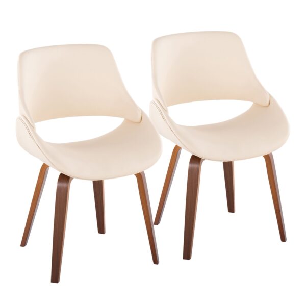 Fabrico - Mid-Century Modern Dining Accent Chair (Set of 2) - Walnut / Cream
