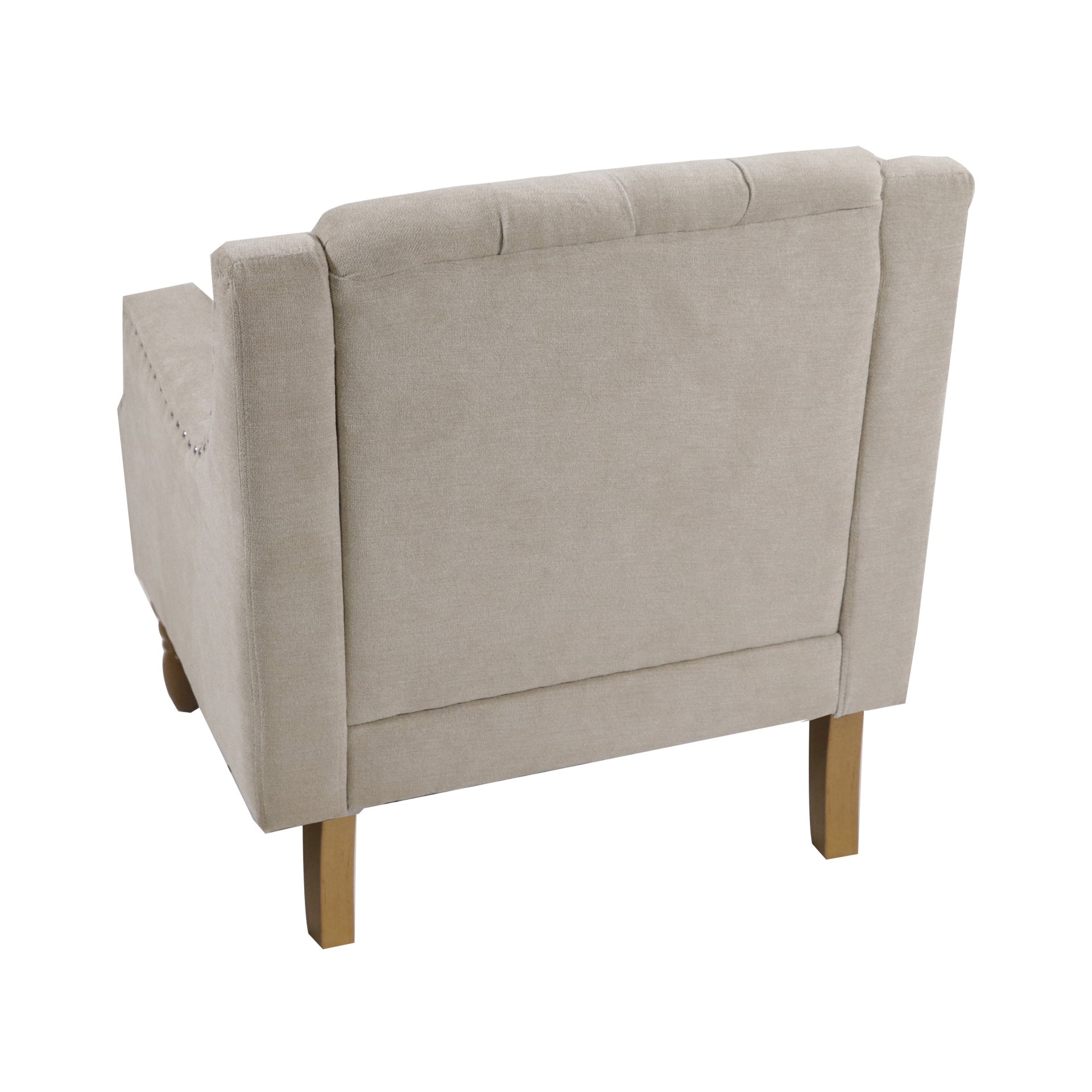 Accent Chair, Living Room Chair, Footrest Chair Set With Vintage Brass Studs, Button Tufted Upholstered Armchair For Living Room, Comfy Reading Chair For Bedroom, Reception Room - Beige - Image 15