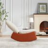 Modern Rocking Chair Recliner, Comfy Rocker Nursery Chair With Footrest, Accent Reading Chair, Upholstered Lounge Chair For Relaxing, Resting, Soft Padded Rocker For Indoor Living Room Bedroom - Orange - Image 20