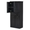 Stylish Bathroom Storage Cabinet With 2 Laundry Baskets And Drawer - Black - Image 17
