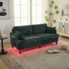 Modern Chenille 2 Seater Sofa With LED Light, USB Charging Port, And Storage Bag - Emerald - Image 14