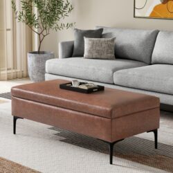 Rebecca - Large Coffee Table Storage Ottoman With Lift Up Lid - Brown