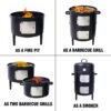 Heavy Duty Round Bbq Grill 17" Steel Charcoal Smoker For Outdoor Cooking - Black - Image 2