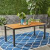 Rectangular Outdoor Dining Table Tabletop With Iron Legs - Black - Image 4