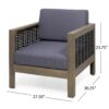Outdoor Club Chair With Wicker Accents And Water Resistant Cushions - Gray - Image 3