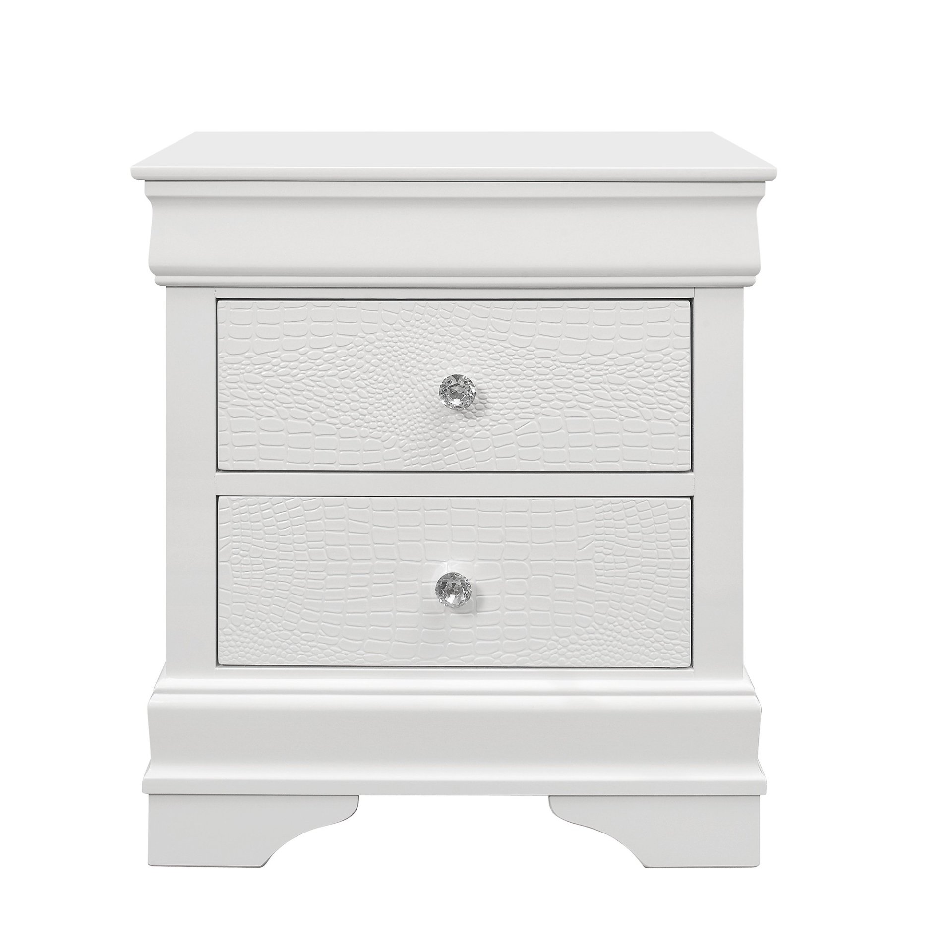 Shaker - 5 Pieces Queen Bedroom Set With Crystal Inspired Tufted Headboard And LED Lighting - White - Image 7