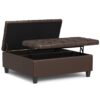 Harrison - Large Square Coffee Table Storage Ottoman - Brown - Image 2