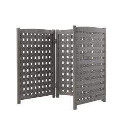 Air Conditioner Fence Screen Outside, Cedar Privacy Fence 3 Panels To Hide Ac & Trash Enclosure - Gray